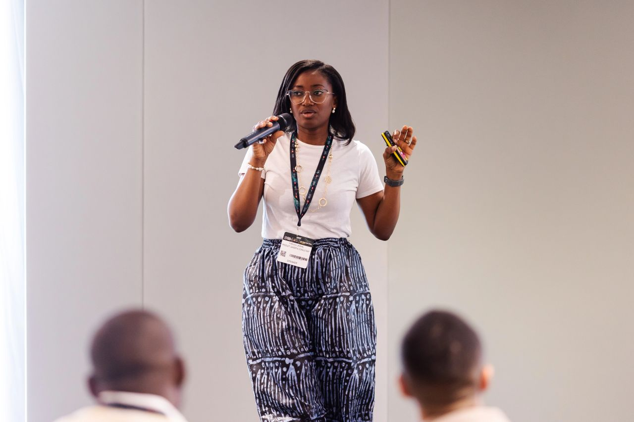 Yanju Lawal leading a design thinking workshop at a national business forum